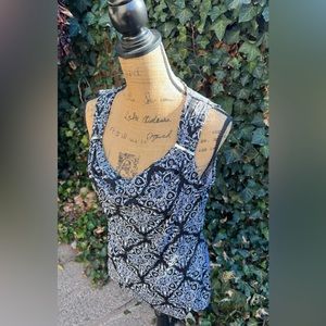 White House Black Market Scarf Print Draped Neck Tank